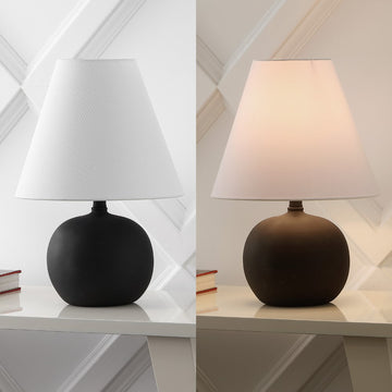 Asher 18.25" Minimalist Scandinavian Resin/Iron Gourd LED Table Lamp - JONATHAN Y